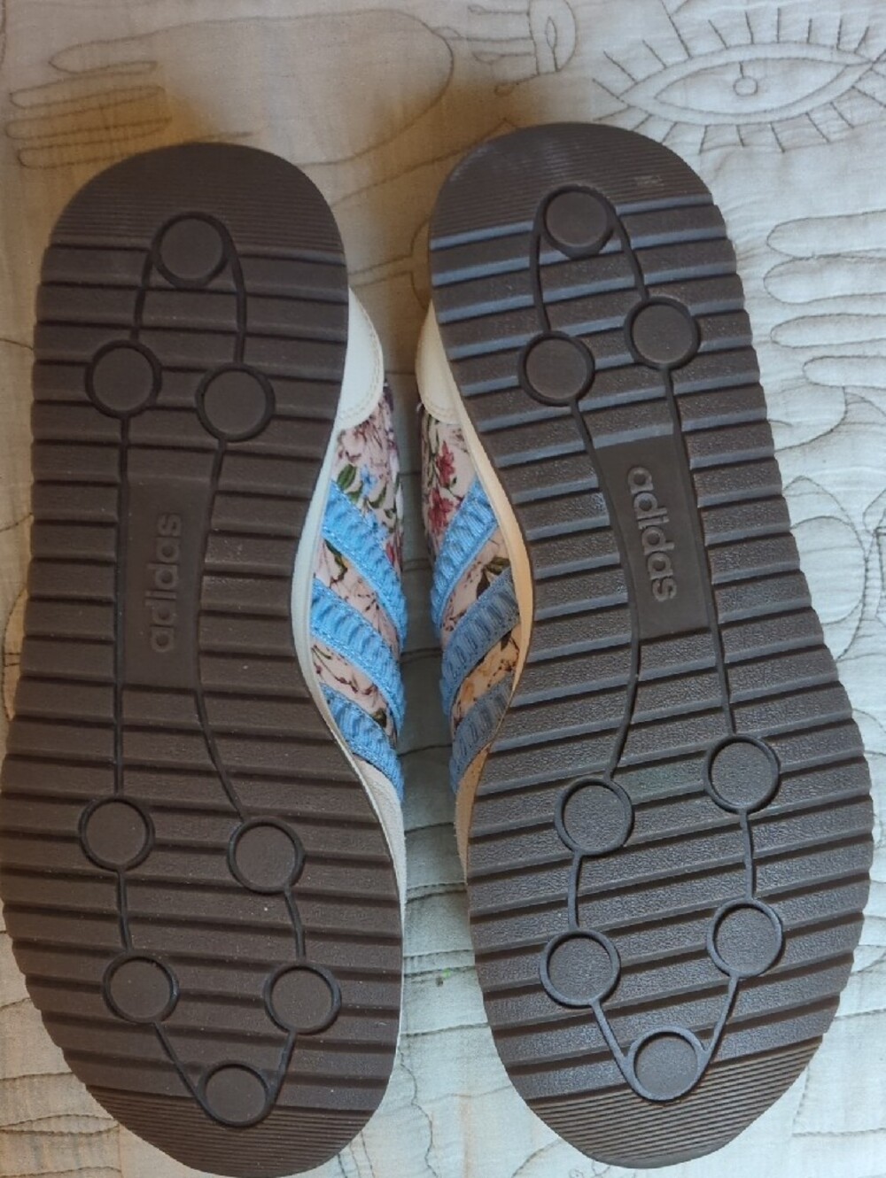 FARM Rio x Adidas Cream Floral Lace-Up Sneakers with Blue Stripes - Picture 6 of 10